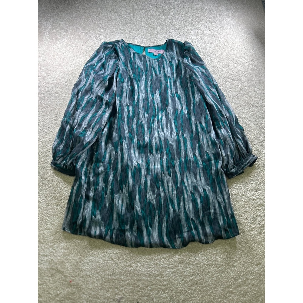 Nicole Richie Collection Women's Dress Medium Teal Gray Print
